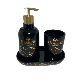 SET BAÑO CERAMICA MADERA X 3