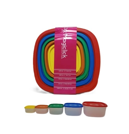 SET X 5 HERMETICO PLAST REDONDO MAGI
