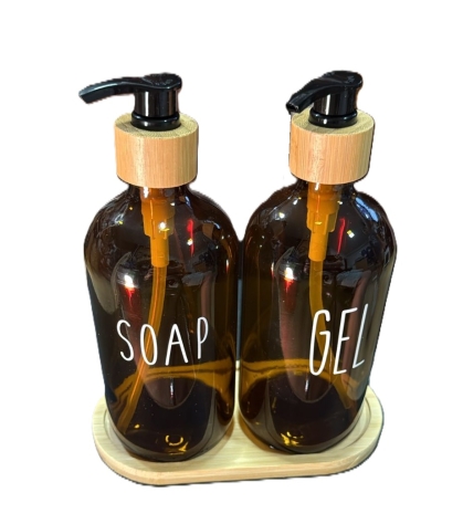 SET BOTELLA VIDRIO + DOSIFICADOR X 2