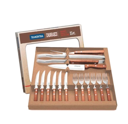 SET CUBIERTO CHURRASCO X 15 PZA TRAM 