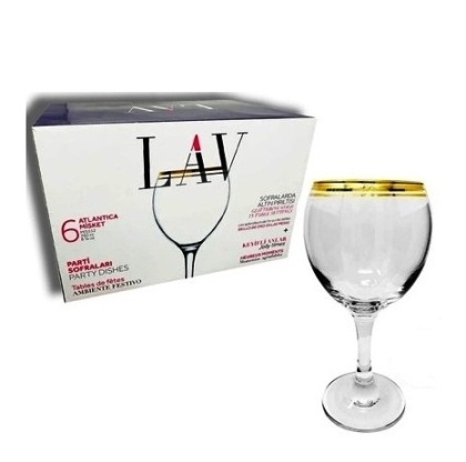 COPA VIDRIO ORO VINO X 6