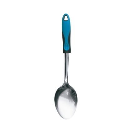 CUCHARA ACERO MANGO PLASTICO AZUL 
