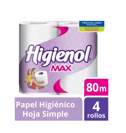 PAPEL HIG HIGIENOL MAX 4 R X 80 MT