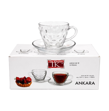 TAZA + PLATO VIDRIO TE 230 CC X 6