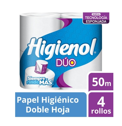 PAPEL HIG HIGIENOL DUO 4 R X 50 MT