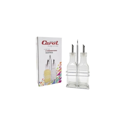 SET X 2 ACEITERO VINAGRERO VIDRIO CAROL
