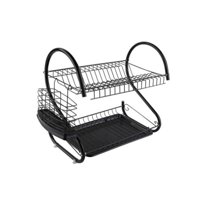 ESCURRE VAJILLA ACERO PINTADO 2 PISOS NEGRO