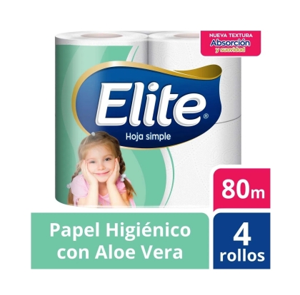 PAPEL HIG ELITE SH ALOE 80 MT X 4 ROLLO