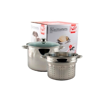 OLLA + COLADOR ACERO N� 24