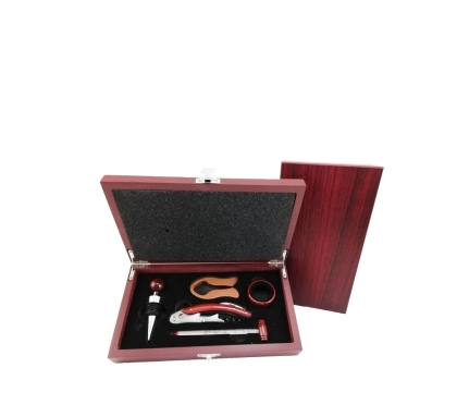 SET ACCESORIO VINO MADERA X 5