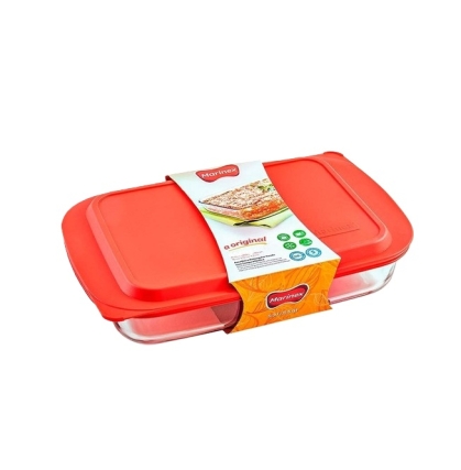 ASADERA VIDRIO RECTANGULAR TAPA 5 LT