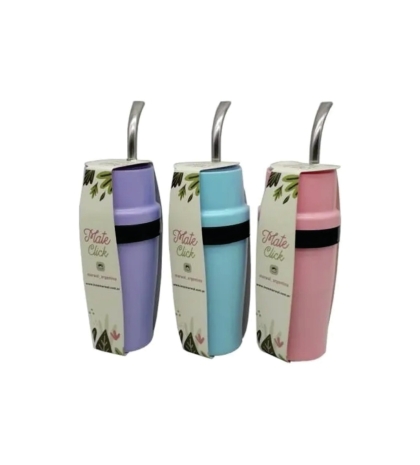 MATE LISTO PLASTICO BOMBILLA METAL 400 CC