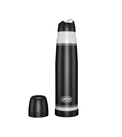 TERMO ACERO LUMILAGRO NEGRO 1 LITRO