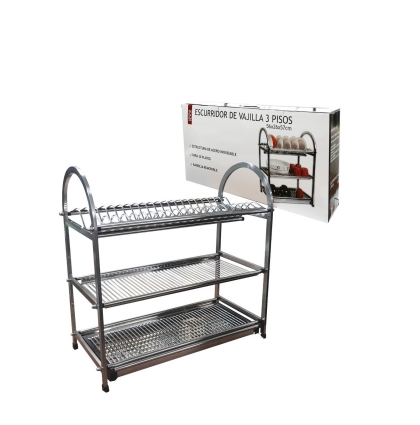 ESCURRE VAJILLA ACERO TRIPLE 56X26X57