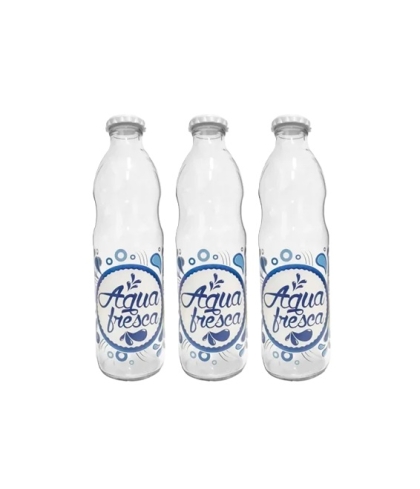 BOTELLA VIDRIO DECO AGUA 1 LT