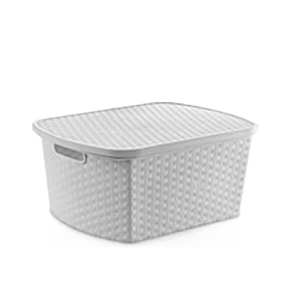 CAJA PLASTICA RATAN BLANCA TAPA 25 LT