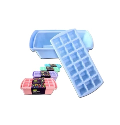 CUBETERA PLASTICA 18 CUBOS + CONTENEDOR PASTEL
