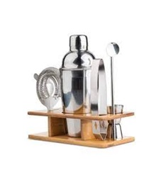 SET BARTENDER 6 PZ + BASE MADERA