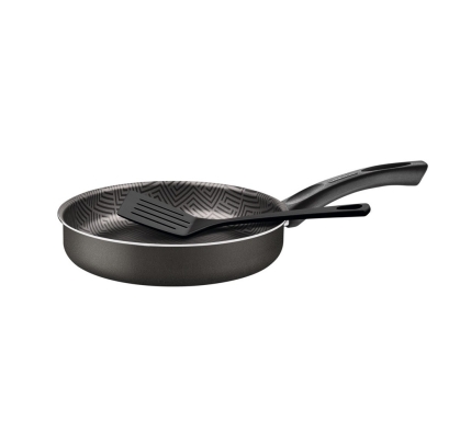 SARTEN TEFLON RECTA NEGRA C/ESPATULA 24 CM