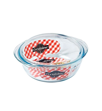 CACEROLA VIDRIO REDONDA LLANA TAPA 2 LT