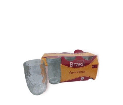 VASO VIDRIO OURO PRETO E X 6