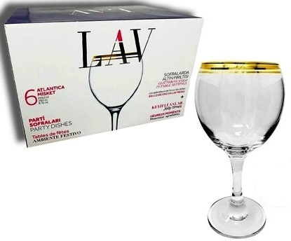 COPA VIDRIO ORO VINO X 6