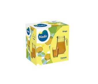 JARRA VIDRIO GINGA + 4 VASOS VID