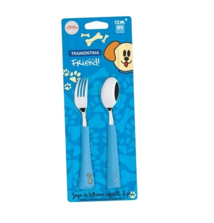CUCHARA/TENEDOR INFANTIL CELESTE
