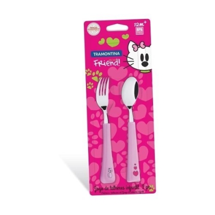 CUCHARA/TENEDOR INFANTIL ROSA