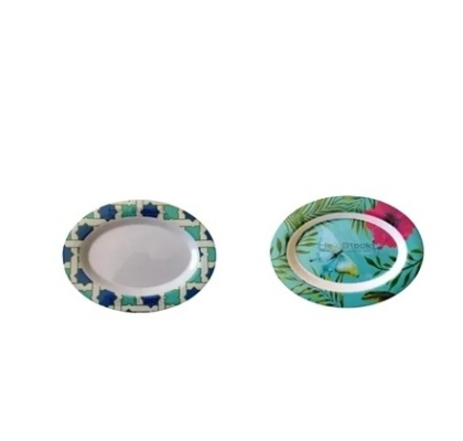 BANDEJA PLASTICO OVAL DECO 33 X 25 CM