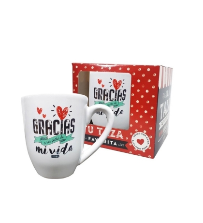 TAZA CERAMICO FRASES CAJA