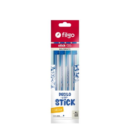 BOLIGRAFO STICK MEDIO AZUL B X 4