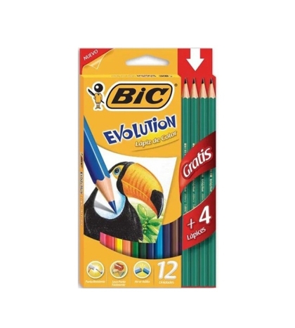 LAPIZ COLOR EVOLUTION BIC E X 12 + 4