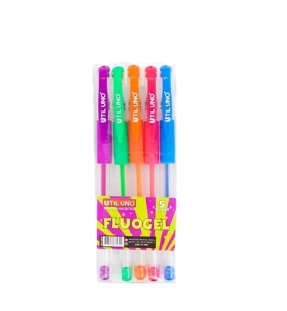 BOLIGRAFO UTIL UNO GEL FLUO X 5