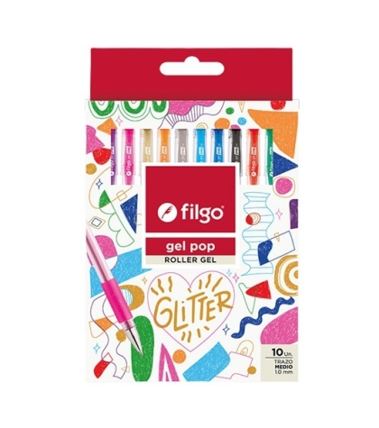 BOLIGRAFO GEL POP GLITTER X 10