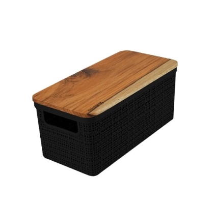 CAJA PLASTICA RECT NEGRA T/MAD 21 CM