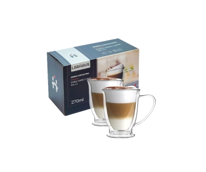 TAZA VIDRIO CAPUCCINO DOBLE FONDO 270 ML X 2