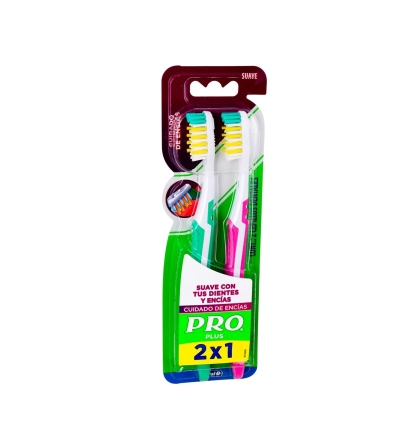 CEPILLO DENTAL PRO PLUS SUAVE 2 X 1 
