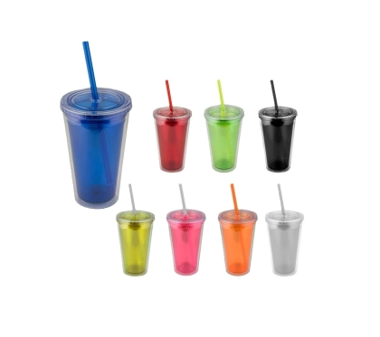 VASO ACRILICO DOBLE CON SORBETE  