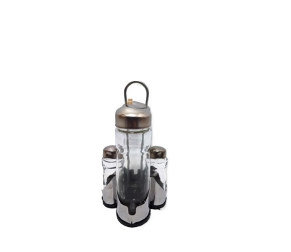 SALAD SET VIDRIO TAPA ACERO X 4