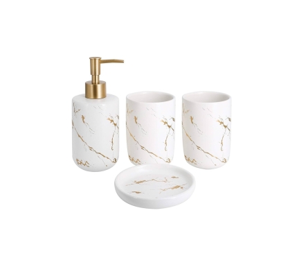 SET BAÑO PORCELANA PASTINADO 4 PIEZAS 