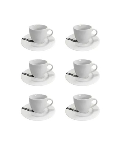 TAZA CAFE + PLATO REDONDO PORCELANA 90 CC X 6