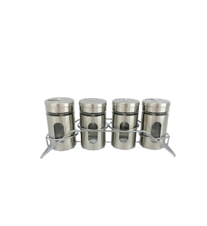 ESPECIERO VIDRIO ACERO SOPORTE X 4 