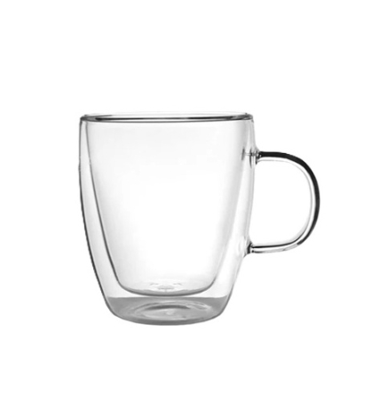 TAZA VIDRIO MUG DOBLE 250 ML