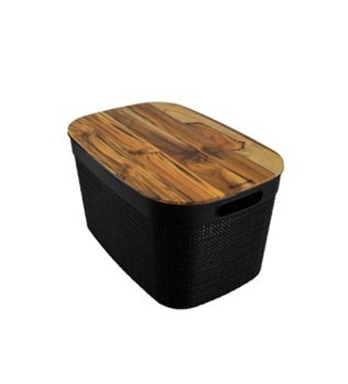 CAJA PLASTICA OVAL NEGRA T/MAD 26.3 CM