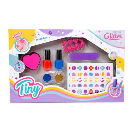 SET UÑAS CON GLITTER