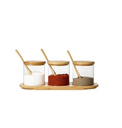 ESPECIERO VIDRIO BAMBU BASE MADERA  