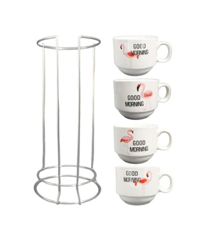 TAZA PORCELANA CAFE SOPORTE X 4