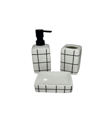 SET BAÑO CERAMICA DECORADO X 3
