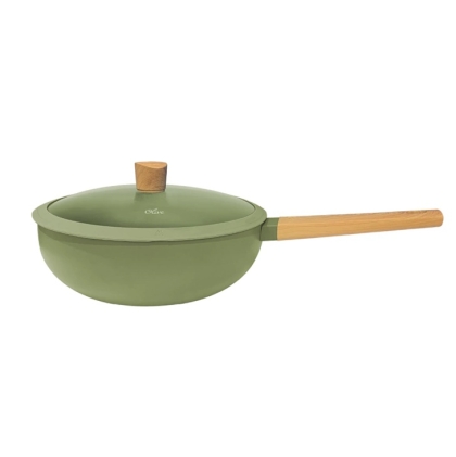 WOK TEFLON OLIVE M/ MAD 28 CM